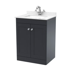 [BFCL1425WS1] Swynnerton Traditional 2 Door Floor Standing Vanity Basin Unit with 1 Tap Hole White Marble Worktop and Square Basin, Choice of Size and Colour - Cutout