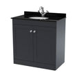 [BFCL1426BR1] Swynnerton Traditional 2 Door Floor Standing Vanity Unit with Marble Basin, Dark Grey, 800mm - Cutout