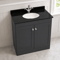 [BFCL1426BR1] Swynnerton Traditional 2 Door Floor Standing Vanity Unit with Black Marble Worktop and 1 Tap Hole Basin, Choice of Size and Colour
