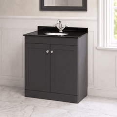 [BFCL1426BR1] Swynnerton Traditional 2 Door Floor Standing Vanity Unit with Black Marble Worktop and 1 Tap Hole Basin, Choice of Size and Colour