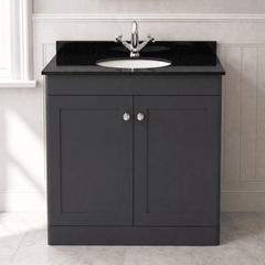 [BFCL1426BR1] Swynnerton Traditional 2 Door Floor Standing Vanity Unit with Black Marble Worktop and 1 Tap Hole Basin, Choice of Size and Colour - Silo