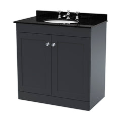 [BFCL1426BR3] Swynnerton Traditional 2 Door Floor Standing Vanity Unit with Black Marble Worktop and 3 Tap Hole Basin, Choice of Size and Colour - Cutout
