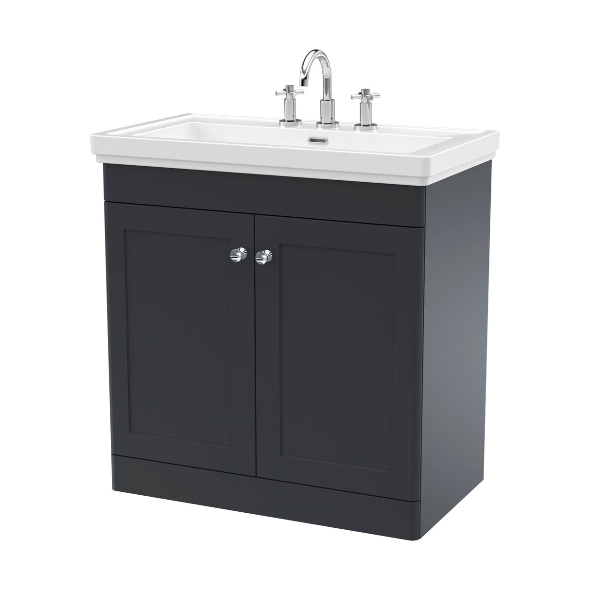 [BFCL1426B] Swynnerton Traditional 2 Door Floor Standing Vanity Basin Unit with 3 Tap Hole Traditional Fireclay Basin, Choice of Size and Colour - Cutout