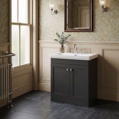 [BFCL1426B] Swynnerton Traditional 2 Door Floor Standing Vanity Basin Unit with 3 Tap Hole Traditional Fireclay Basin, Choice of Size and Colour