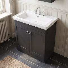 [BFCL1426B] Swynnerton Traditional 2 Door Floor Standing Vanity Basin Unit with 3 Tap Hole Traditional Fireclay Basin, Choice of Size and Colour
