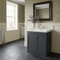 [BFCL1426B] Swynnerton Traditional 2 Door Floor Standing Vanity Basin Unit with 3 Tap Hole Traditional Fireclay Basin, Choice of Size and Colour