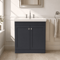 [BFCL1426B] Swynnerton Traditional 2 Door Floor Standing Vanity Basin Unit with 3 Tap Hole Traditional Fireclay Basin, Choice of Size and Colour - Silo