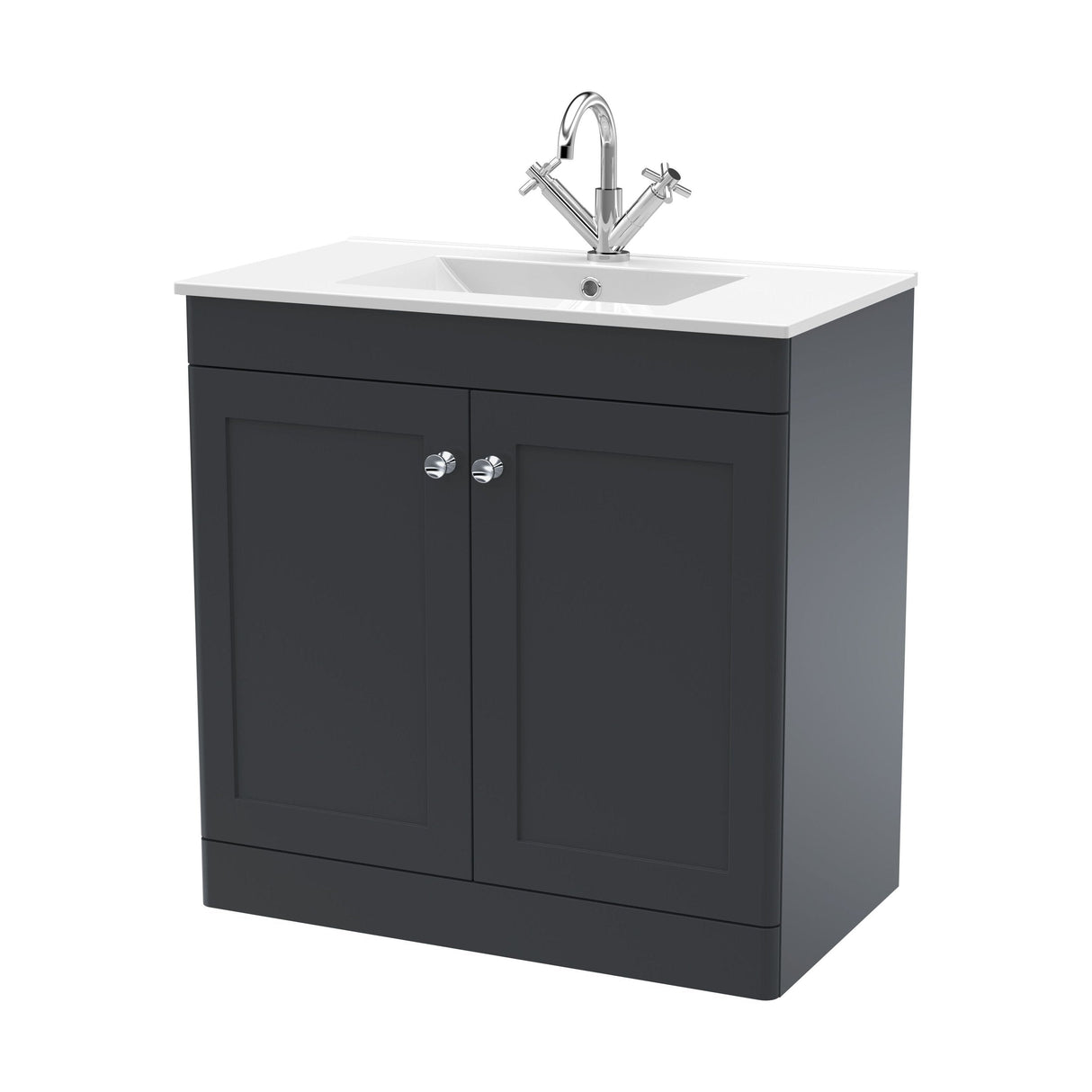 [BFCL1426C] Swynnerton Traditional 2 Door Floor Standing Vanity Basin Unit with 1 Tap Hole Minimalist Ceramic Basin, Choice of Size and Colour - Cutout