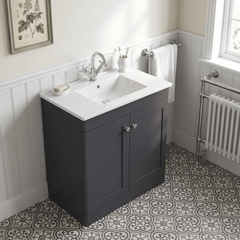 [BFCL1426C] Swynnerton Traditional 2 Door Floor Standing Vanity Basin Unit with 1 Tap Hole Minimalist Ceramic Basin, Choice of Size and Colour