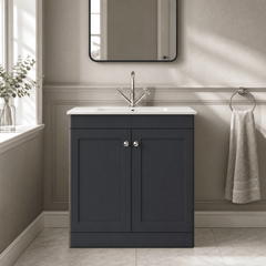 [BFCL1426C] Swynnerton Traditional 2 Door Floor Standing Vanity Basin Unit with 1 Tap Hole Minimalist Ceramic Basin, Choice of Size and Colour - Silo