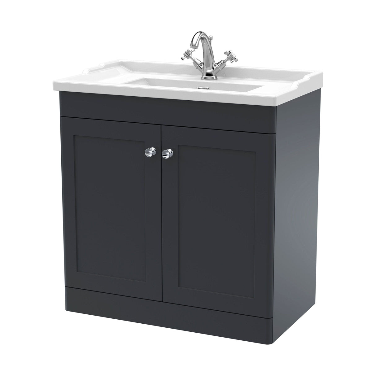 [BFCL1426F] Swynnerton Traditional 2 Door Floor Standing Vanity Basin Unit with 1 Tap Hole Traditional Ceramic Basin, Choice of Size and Colour - Cutout