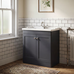 [BFCL1426F] Swynnerton Traditional 2 Door Floor Standing Vanity Basin Unit with 1 Tap Hole Traditional Ceramic Basin, Choice of Size and Colour