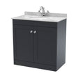 [BFCL1426GR1] Swynnerton Traditional 2 Door Floor Standing Vanity Unit with Marble Basin, Dark Grey, 800mm - Cutout