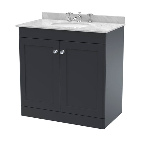 [BFCL1426GR3] Swynnerton Traditional 2 Door Floor Standing Vanity Unit with Marble Basin, Dark Grey, 800mm - Cutout