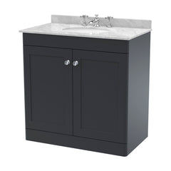 [BFCL1426GR3] Swynnerton Traditional 2 Door Floor Standing Vanity Basin Unit with 3 Tap Hole Grey Marble Top Basin, Choice of Size and Colour - Cutout