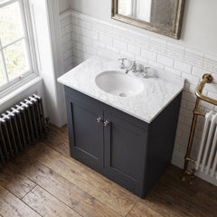 [BFCL1426GR3] Swynnerton Traditional 2 Door Floor Standing Vanity Basin Unit with 3 Tap Hole Grey Marble Top Basin, Choice of Size and Colour