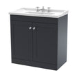 [BFCL1426G] Swynnerton Traditional 2 Door Floor Standing Vanity Unit with Basin, Dark Grey, 800mm - Cutout