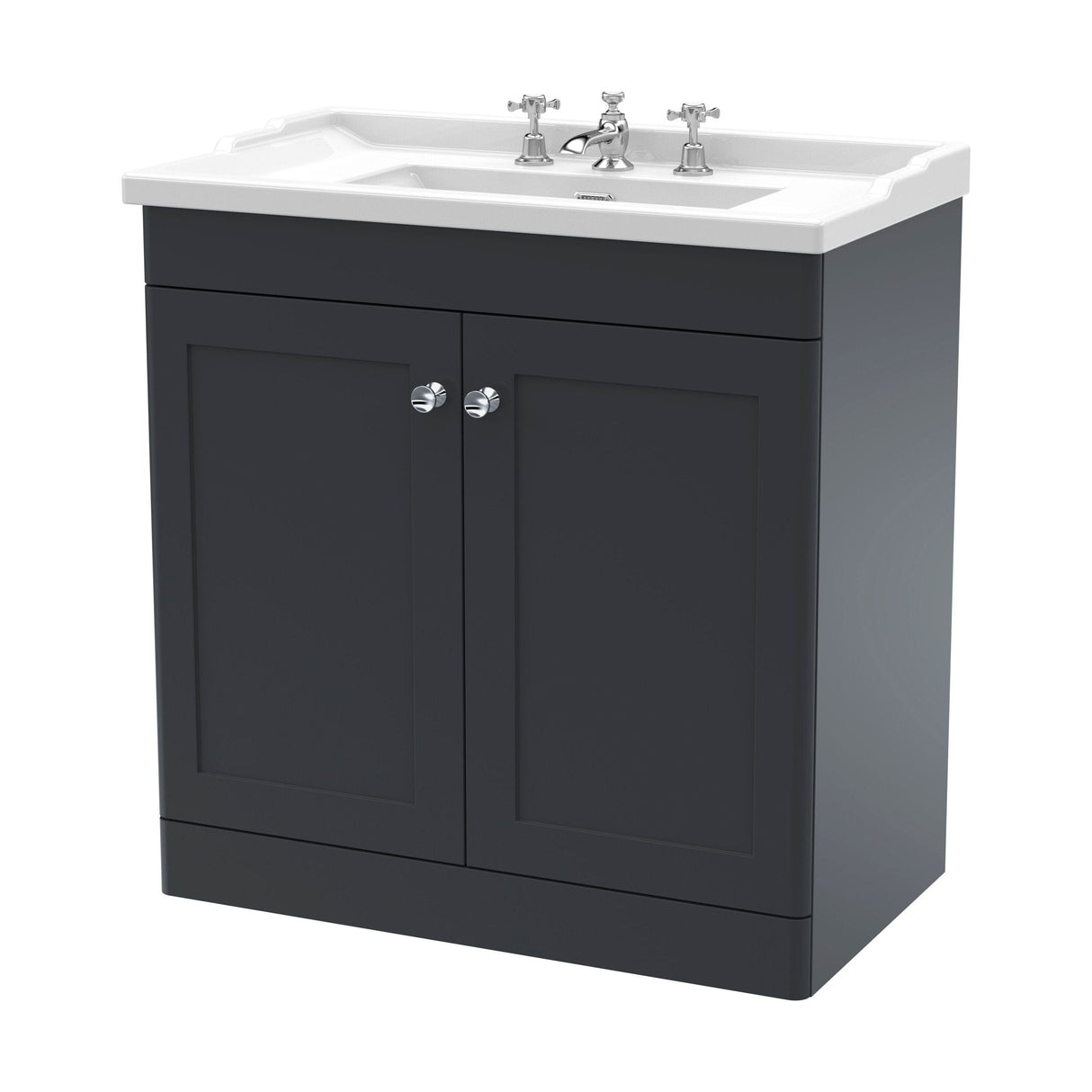 [BFCL1426G] Swynnerton Traditional 2 Door Floor Standing Vanity Basin Unit with 3 Tap Hole Traditional Ceramic Basin, Choice of Size and Colour - Cutout