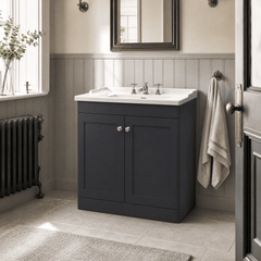 [BFCL1426G] Swynnerton Traditional 2 Door Floor Standing Vanity Basin Unit with 3 Tap Hole Traditional Ceramic Basin, Choice of Size and Colour