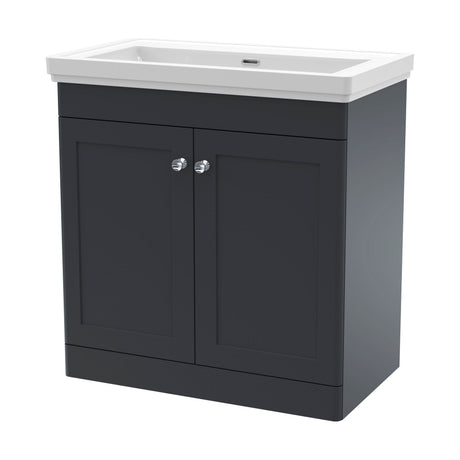 [BFCL1426H] Swynnerton Traditional 2 Door Floor Standing Vanity Unit with Basin, Dark Grey, 800mm - Cutout