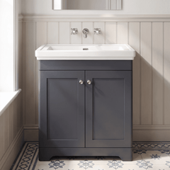 [BFCL1426H] Swynnerton Traditional 2 Door Floor Standing Vanity Unit with 0 Tap Hole Traditional Fireclay Basin, Choice of Size and Colour - Silo
