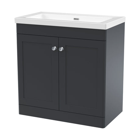 [BFCL1426K] Swynnerton Traditional 2 Door Floor Standing Vanity Unit with Fireclay Basin, Dark Grey, 800mm - Cutout
