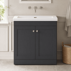 [BFCL1426K] Swynnerton Traditional 2 Door Floor Standing Vanity Basin Unit with 0 Tap Hole Modern Fireclay Basin, Choice of Size and Colour - Silo