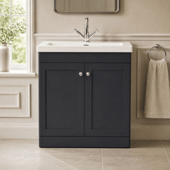 [BFCL1426L] Swynnerton Traditional 2 Door Floor Standing Vanity Basin Unit with 1 Tap Hole Modern Fireclay Basin, Choice of Size and Colour