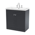 [BFCL1426M] Swynnerton Traditional 2 Door Floor Standing Vanity Unit with Fireclay Basin, Dark Grey, 800mm - Cutout