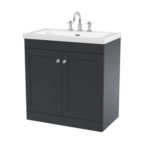[BFCL1426M] Swynnerton Traditional 2 Door Floor Standing Vanity Unit with Fireclay Basin, Dark Grey, 800mm - Cutout
