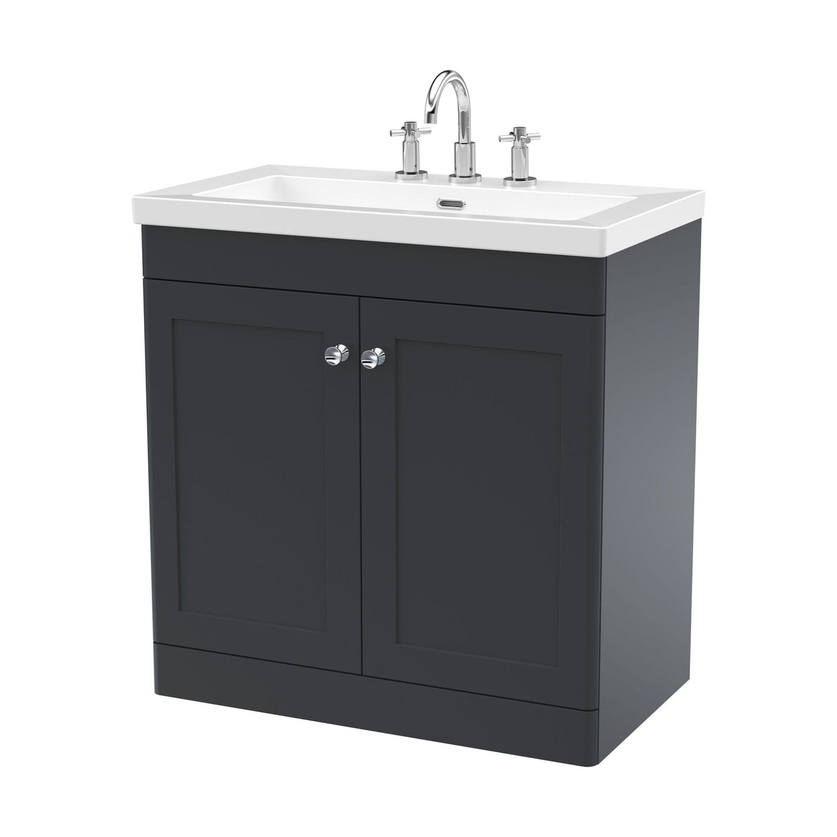 [BFCL1426M] Swynnerton Traditional 2 Door Floor Standing Vanity Basin Unit with 3 Tap Hole Modern Fireclay Basin, Choice of Size and Colour - Cutout