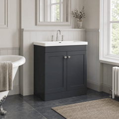 [BFCL1426M] Swynnerton Traditional 2 Door Floor Standing Vanity Basin Unit with 3 Tap Hole Modern Fireclay Basin, Choice of Size and Colour