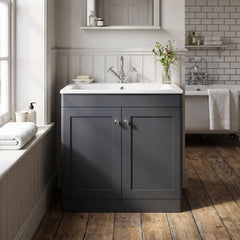 [BFCL1426P] Swynnerton Traditional 2 Door Floor Standing Vanity Basin Unit with 1 Tap Hole Stone Basin, Choice of Size and Colour
