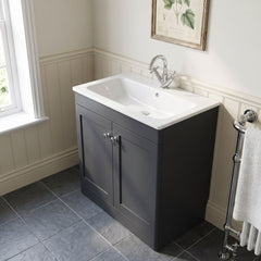 [BFCL1426P] Swynnerton Traditional 2 Door Floor Standing Vanity Basin Unit with 1 Tap Hole Stone Basin, Choice of Size and Colour