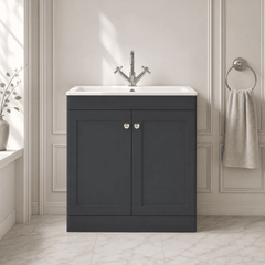 [BFCL1426P] Swynnerton Traditional 2 Door Floor Standing Vanity Basin Unit with 1 Tap Hole Stone Basin, Choice of Size and Colour - Silo