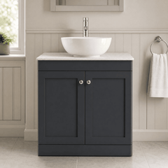 [BFCL1426WMT] Swynnerton Traditional 2 Door Floor Standing Vanity Unit with White Marble Worktop, Choice of Size and Colour