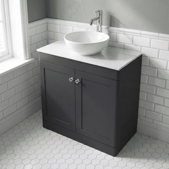 [BFCL1426WMT] Swynnerton Traditional 2 Door Floor Standing Vanity Unit with White Marble Worktop, Choice of Size and Colour