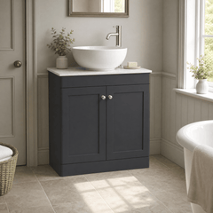[BFCL1426WMT] Swynnerton Traditional 2 Door Floor Standing Vanity Unit with White Marble Worktop, Choice of Size and Colour