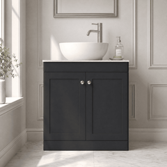[BFCL1426WMT] Swynnerton Traditional 2 Door Floor Standing Vanity Unit with White Marble Worktop, Choice of Size and Colour - Silo