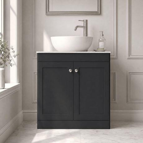 [BFCL1426WMT] Swynnerton Traditional 2 Door Floor Standing Vanity Unit with White Marble Worktop, Choice of Size and Colour - Silo