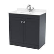 [BFCL1426WR1] Swynnerton Traditional 2 Door Floor Standing Vanity Unit with Marble Basin, Dark Grey, 800mm - Cutout