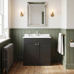 [BFCL1426WR1] Swynnerton Traditional 2 Door Floor Standing Vanity Basin Unit with 1 Tap Hole White Marble Worktop and Basin, Choice of Size and Colour