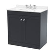 [BFCL1426WR3] Swynnerton Traditional 2 Door Floor Standing Vanity Unit with Marble Basin, Dark Grey, 800mm - Cutout