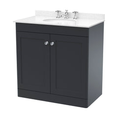 [BFCL1426WR3] Swynnerton Traditional 2 Door Floor Standing Vanity Basin Unit with 3 Tap Hole White Marble Worktop and Basin, Choice of Size and Colour - Cutout