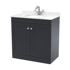 [BFCL1426WS1] Swynnerton Traditional 2 Door Floor Standing Vanity Basin Unit with 1 Tap Hole White Marble Worktop and Square Basin, Choice of Size and Colour - Cutout