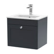 [BFCL1491C] Swynnerton Traditional 1 Drawer Wall Hung Vanity Unit with Minimalist Basin, Dark Grey, 500mm - Cutout