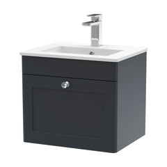 [BFCL1491C] Swynnerton Traditional 1 Drawer Wall Hung Vanity Basin Unit with 1 Tap Hole Minimalist Ceramic Basin, Choice of Size and Colour - Cutout
