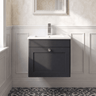 [BFCL1491C] Swynnerton Traditional 1 Drawer Wall Hung Vanity Basin Unit with 1 Tap Hole Minimalist Ceramic Basin, Choice of Size and Colour - Silo