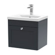 [BFCL1491D] Swynnerton Traditional 1 Drawer Wall Hung Vanity Unit with Mid-Edge Basin, Dark Grey, 500mm - Cutout