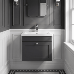 [BFCL1491D] Swynnerton Traditional 1 Drawer Wall Hung Vanity Unit with Mid-Edge Basin, 500mm, Choice of Colour